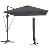 easycomfort easycomfort ombrellone da giardino 2 5x2 5 m a braccio girevole a 360 con manovella e base a croce grigio scuro
