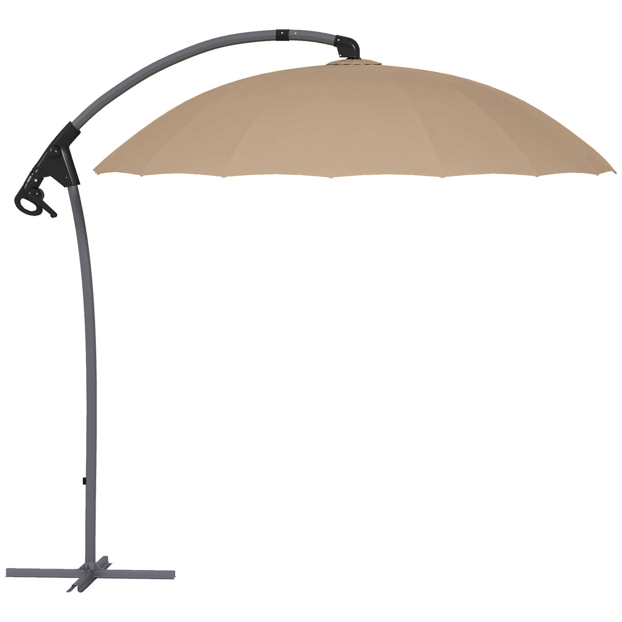 easycomfort easycomfort ombrellone da giardino decentrato 2 7m apertura a manovella e 16 stecche in fibra di vetro cachi