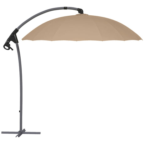 easycomfort easycomfort ombrellone da giardino decentrato 2 7m apertura a manovella e 16 stecche in fibra di vetro cachi