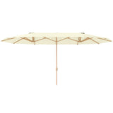 easycomfort easycomfort ombrellone doppio con apertura a manovella in acciaio inox e poliestere 455x265x238 cm beige