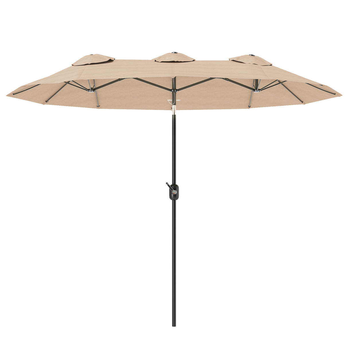 easycomfort easycomfort ombrellone doppio inclinabile a 45 con manovella e prese daria in acciaio e poliestere 285x147x227 cm caffe