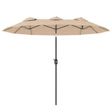 easycomfort easycomfort ombrellone doppio inclinabile a 45 con manovella e prese daria in acciaio e poliestere 285x147x227 cm caffe