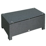 easycomfort easycomfort ousunny tavolino da esterni in rattan pe con piano in vetro temperato 85x50x39cm nero