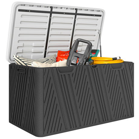 easycomfort easycomfort panca contenitore 380l in hdpe con 2 maniglie laterali e leva a gas 115x60x60 cm nero e grigio