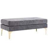 easycomfort easycomfort panca fondo letto a 2 strati in tessuto effetto velluto e acciaio 121x50 5x46 5 cm grigio scuro e oro