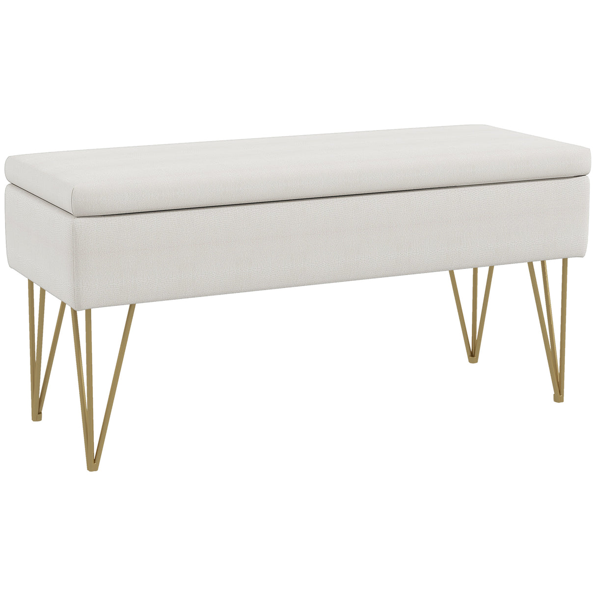 easycomfort easycomfort panca fondo letto con contenitore in tessuto e gambe in acciaio 100x40x49cm crema