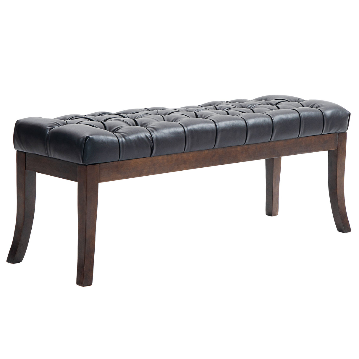 easycomfort easycomfort panca fondo letto imbottita con design a bottoni e gambe ricurve in pelle pu e legno 120x38x46 cm nero