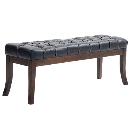 easycomfort easycomfort panca fondo letto imbottita con design a bottoni e gambe ricurve in pelle pu e legno 120x38x46 cm nero