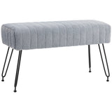 easycomfort easycomfort panca fondo letto imbottita in peluche legno e metallo 82x30x47 cm grigia e nera