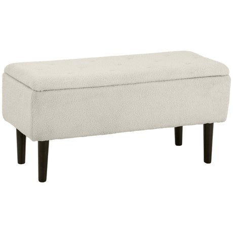 easycomfort easycomfort panca fondoletto con vano contenitore da 47l e rivestimento boucle 95x38x45 cm beige