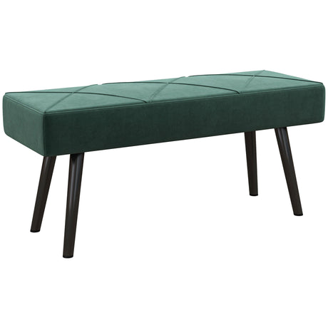 easycomfort easycomfort panca imbottita fondoletto in tessuto effetto velluto e acciaio 100x36x45 cm verde e nero