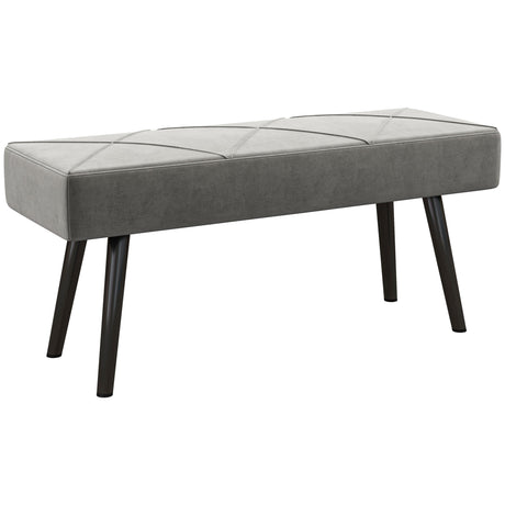 easycomfort easycomfort panca imbottita fondoletto in velluto con gambe in acciaio 100x36x45cm grigio
