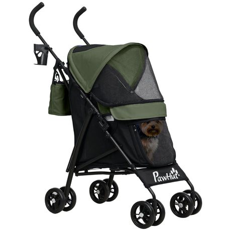 easycomfort easycomfort passeggino per cani con 2 finestre a rete in acciaio e tessuto oxford 76x44x103 cm nero e verde scuro