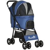 easycomfort easycomfort passeggino per cani con cesto cuscino e 2 guinzagli in acciaio e tessuto oxford 81x48x99 cm nero e blu scuro