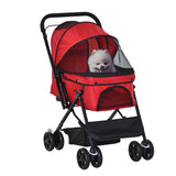 easycomfort easycomfort passeggino per cani piccoli pieghevole con maniglione girevole e ruote con freni 76 5x52x95cm rosso