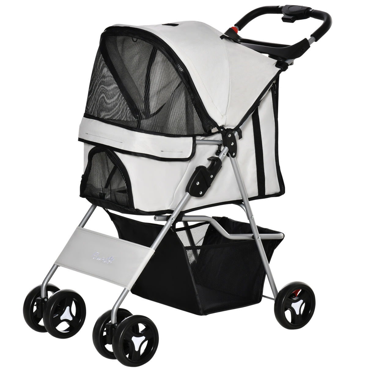 easycomfort easycomfort passeggino per cani pieghevole con 3 reti e cerniera in ferro e tessuto oxford 75x46x94 cm grigio