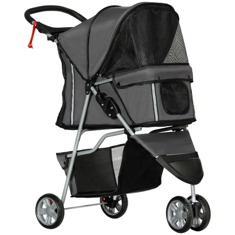 easycomfort easycomfort passeggino per cani pieghevole con portabicchieri e cestino in acciaio e poliestere 75x45x97 cm grigio carbone