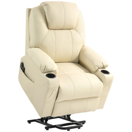 easycomfort easycomfort poltrona alzapersona reclinabile fino a 135 con 8 punti massaggio telecomando e poggiapiedi 88x92x106 cm crema