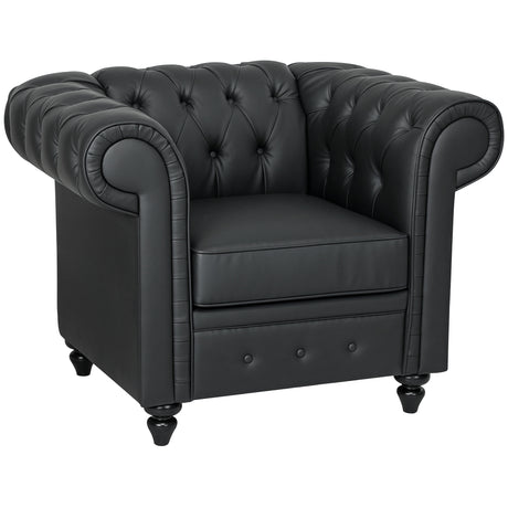 easycomfort easycomfort poltrona da salotto stile chesterfield in finta pelle pu con gambe in legno nero