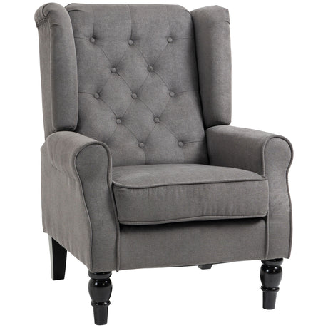 easycomfort easycomfort poltrona da salotto stile francese con gambe in legno e cuscini sfoderabili 74x86x102 cm grigio