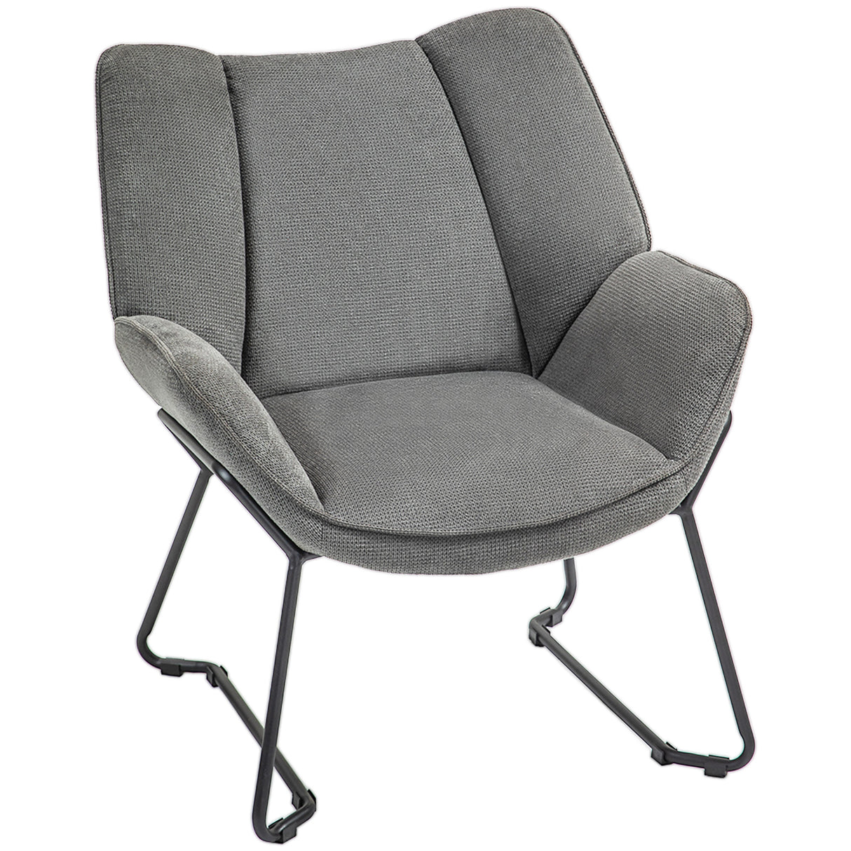 easycomfort easycomfort poltrona darredo con braccioli inclinati in tessuto effetto lino e acciaio 71 5x67x79 cm grigio