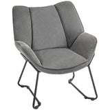 easycomfort easycomfort poltrona darredo con braccioli inclinati in tessuto effetto lino e acciaio 71 5x67x79 cm grigio