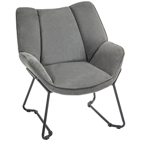 easycomfort easycomfort poltrona darredo con braccioli inclinati in tessuto effetto lino e acciaio 71 5x67x79 cm grigio
