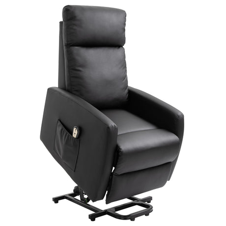 easycomfort easycomfort poltrona elettrica alzapersona 45 poltrona relax elettrica reclinabile a 145 con telecomando e poggiapiedi in pelle pu nero 67x95x105 cm ean 8054144135540