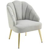 easycomfort easycomfort poltrona in velluto da camera e salotto a conchiglia stile art deco acciaio 63x65x84 cm grigio