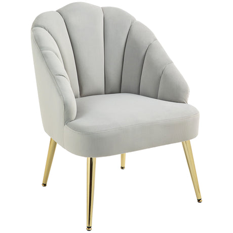 easycomfort easycomfort poltrona in velluto da camera e salotto a conchiglia stile art deco acciaio 63x65x84 cm grigio