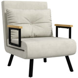 easycomfort easycomfort poltrona letto 3 in 1 con schienale reclinabile e cuscino in tessuto effetto velluto 63x73x81 cm crema