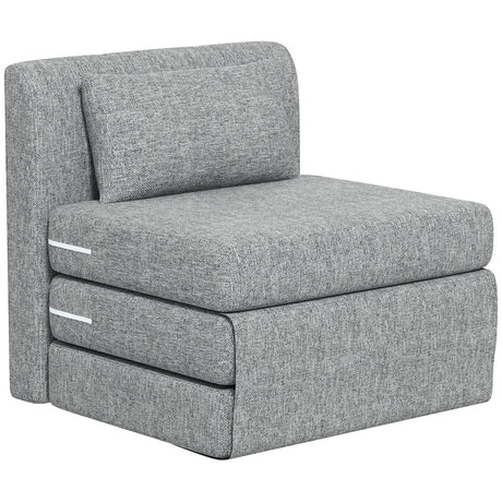 easycomfort easycomfort poltrona letto pieghevole da terra a 3 sezioni salvaspazio in tessuto 80x75x74 cm grigio