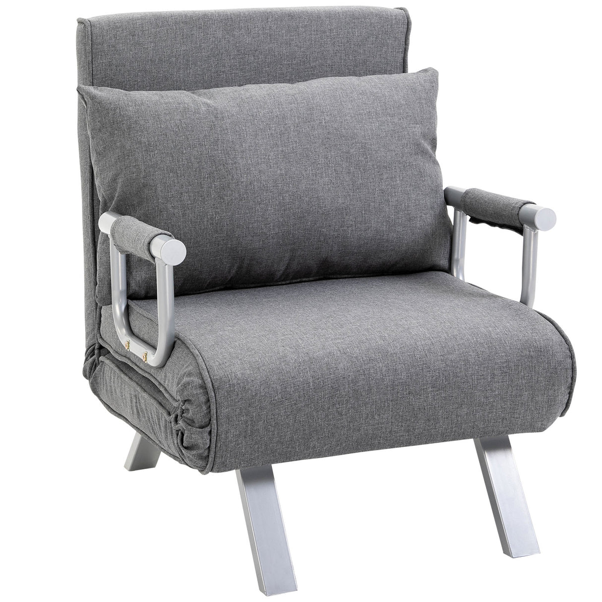 easycomfort easycomfort poltrona letto singola con schienale regolabile su 5 livelli e cuscino in tessuto grigio chiaro