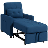 easycomfort easycomfort poltrona letto singola reclinabile su 3 livelli con cuscino e 2 tasche laterali 69x82x85cm blu