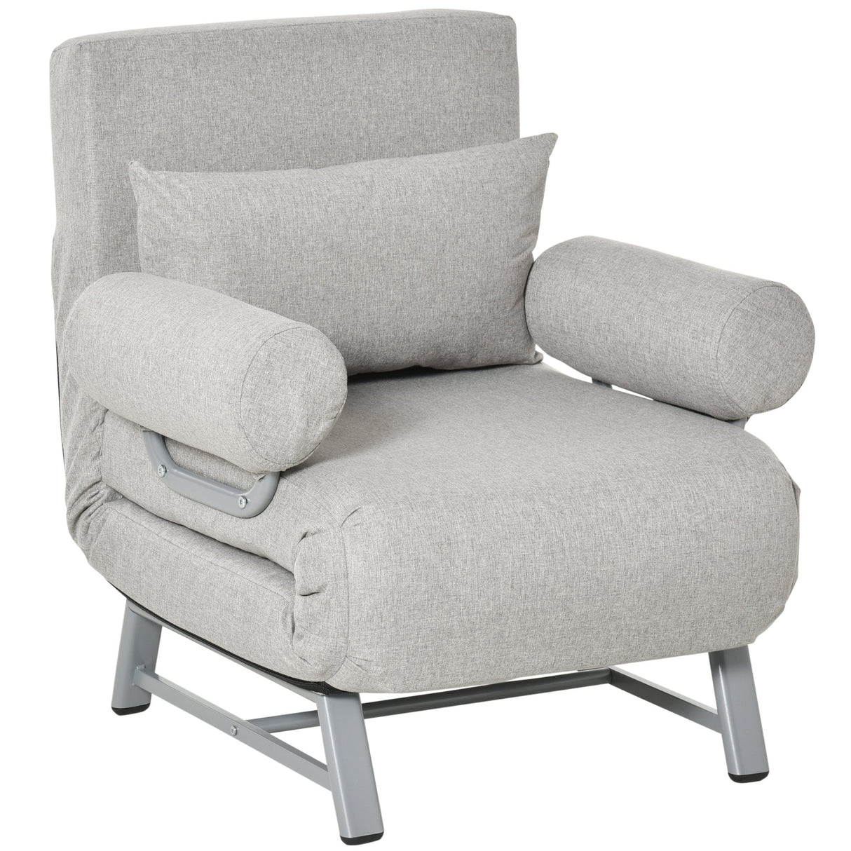 easycomfort easycomfort poltrona letto singolo con schienale reclinabile 5 livelli con cuscino extra tessuto e metallo 73x74x81cm grigio
