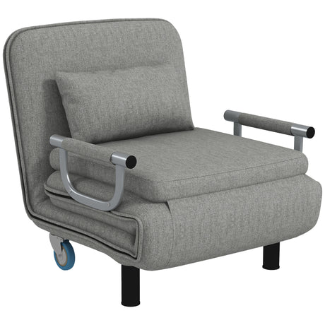 easycomfort easycomfort poltrona letto singolo e chaise longue in tessuto con schienale regolabile a 3 livelli grigio