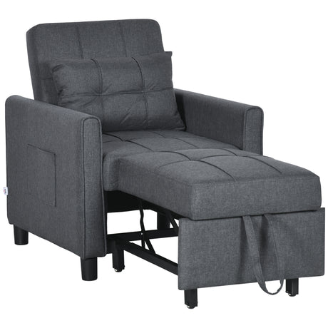 easycomfort easycomfort poltrona letto singolo reclinabile su 3 livelli con cuscino extra 69x82x85cm grigio