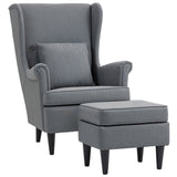 easycomfort easycomfort poltrona per salotto in tessuto con pouf poggiapiedi schienale alto e cuscino 75x83x104 cm grigio