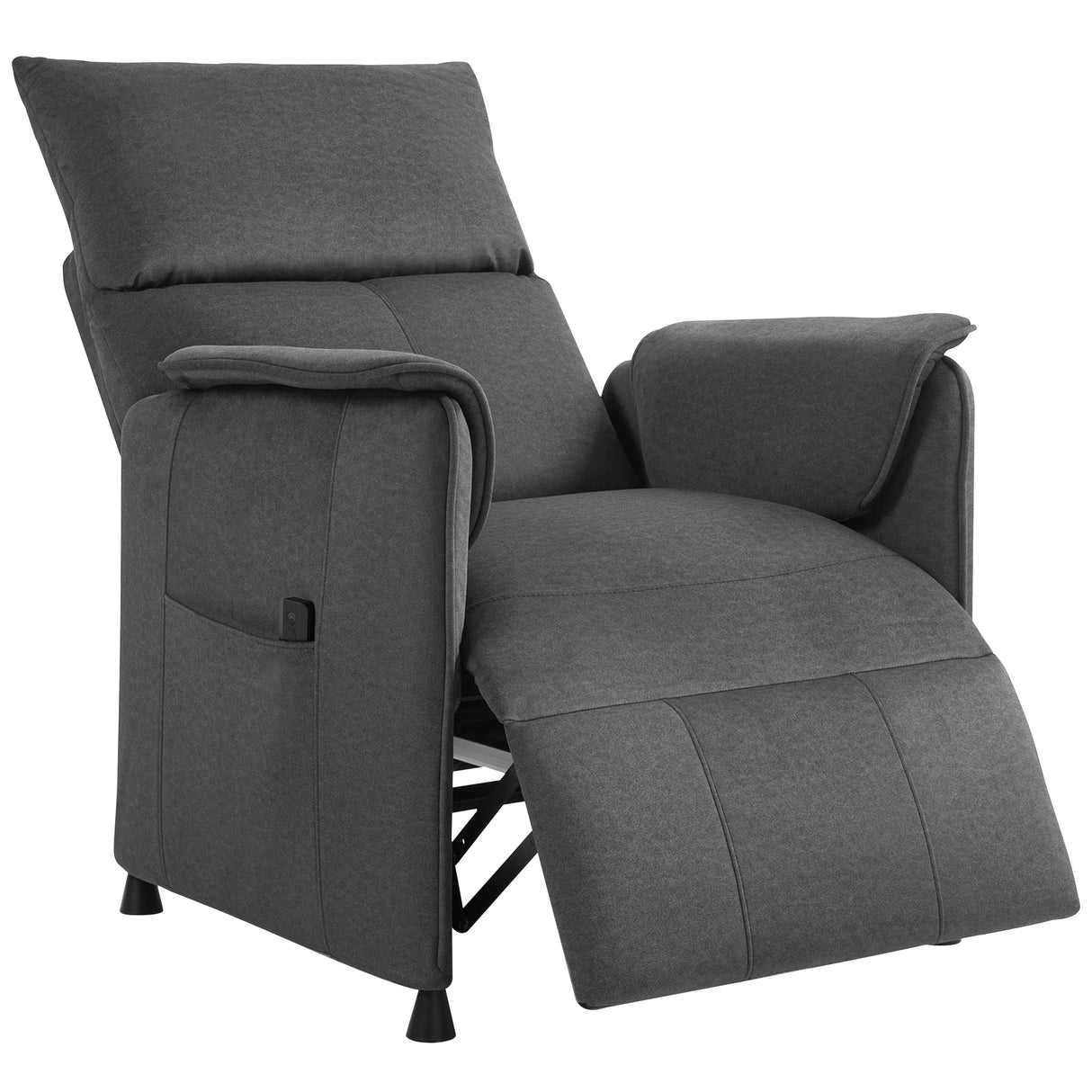 easycomfort easycomfort poltrona reclinabile elettrica con telecomando e poggiapiedi in tessuto effetto velluto 80x83x104 cm nera
