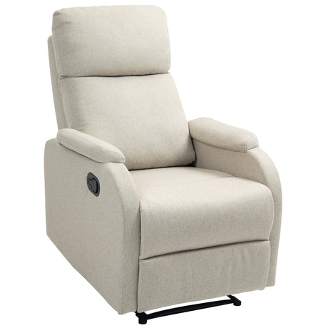 easycomfort easycomfort poltrona relax reclinabile manuale con poggiapiedi in tessuto e imbottitura spessa beige