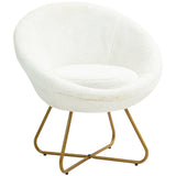 easycomfort easycomfort poltroncina da camera in finta pelliccia con gambe in metallo 75x66x79 cm bianco