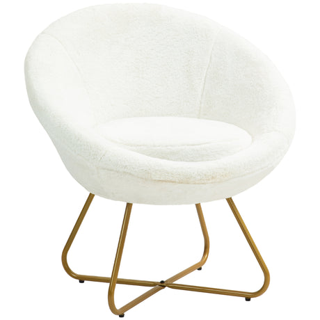 easycomfort easycomfort poltroncina da camera in finta pelliccia con gambe in metallo 75x66x79 cm bianco