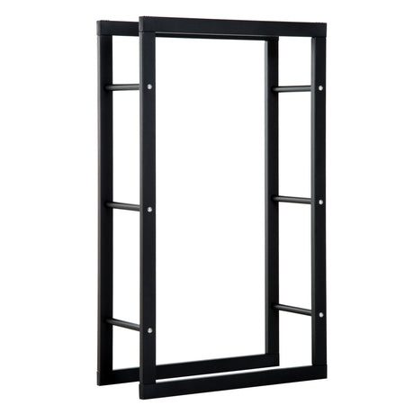 easycomfort easycomfort porta legna per casa e giardino in ferro nero 60x25x100cm