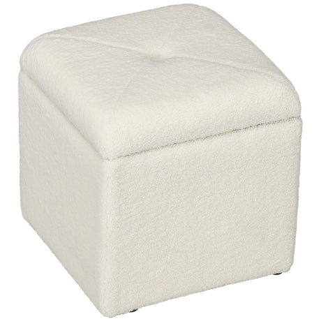 easycomfort easycomfort pouf contenitore imbottito in tessuto teddy morbido per salotto e camera 39x39x39cm crema