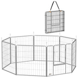 easycomfort easycomfort recinto per cani a 8 pannelli modulabili pieghevole con porta in acciaio altezza 80 cm argento