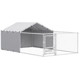 easycomfort easycomfort recinto per cani con coperture e ciotole girevoli in acciaio e tessuto oxford 4x2 3x1 5 m argento