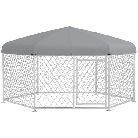 easycomfort easycomfort recinto per cani taglia grande con tetto in tessuto oxford anti uv 2 1x1 85x1 5m argento e grigio