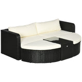 easycomfort easycomfort salotto da giardino con 2 poltrone e 2 poggiapiedi in rattan pe tavolino in vetro nero