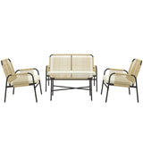 easycomfort easycomfort salotto da giardino in rattan pe con divanetto e 2 poltrone con cuscini tavolino in vetro giallo