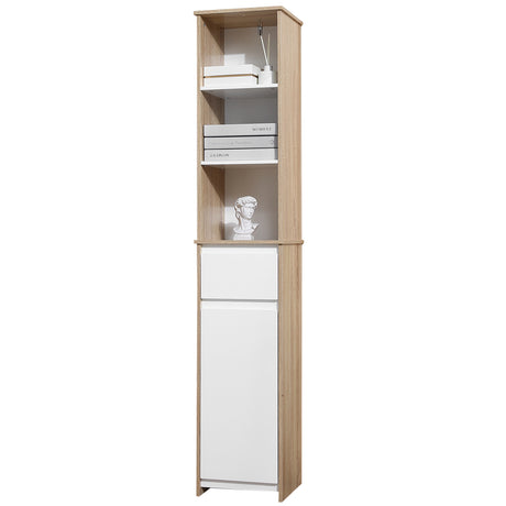 easycomfort easycomfort scaffale bagno salvaspazio in legno mobiletto a colonna con ripiani armadietto e cassetto bianco 32 6x30x171 2cm